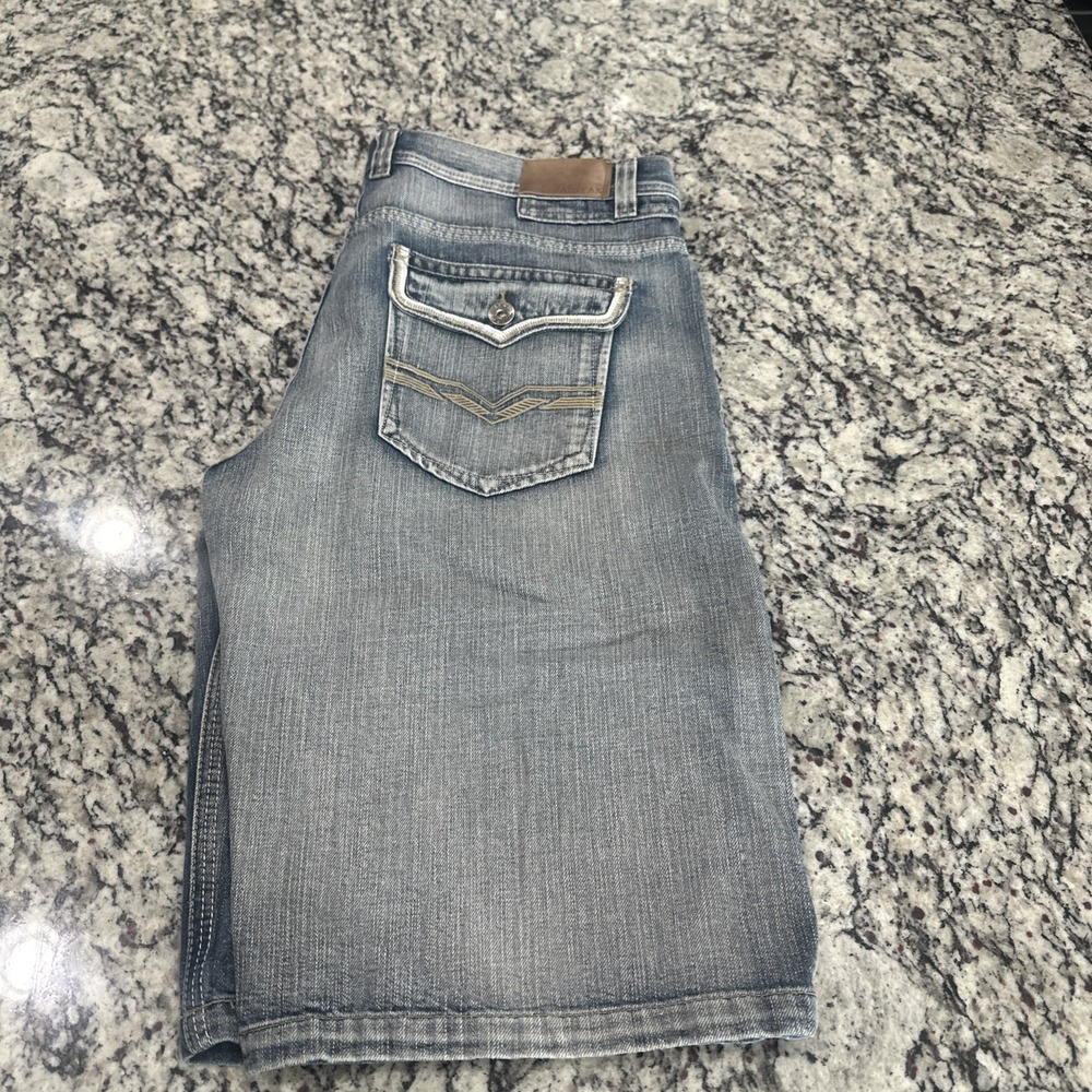 Halifax Mens Denim Shorts Size 40 Blue‎ Faded Whiskered Jean Shorts